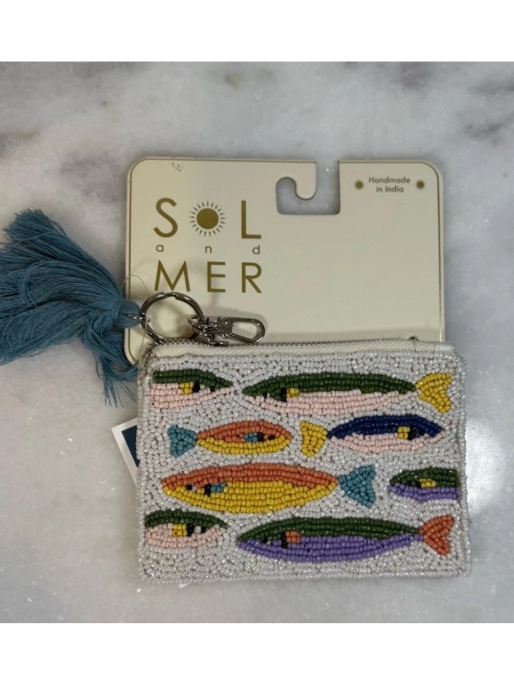 Sol And Mer Multicolor Fish Keychain/Card/Money/coin/Makeup Purse NWT